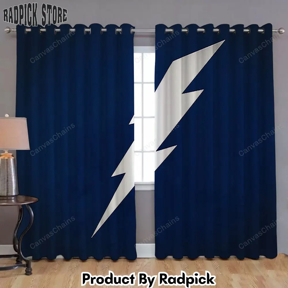 Radpick white lightning window curtains blue tampa bay lightning curtains living room curtains for window rp85248